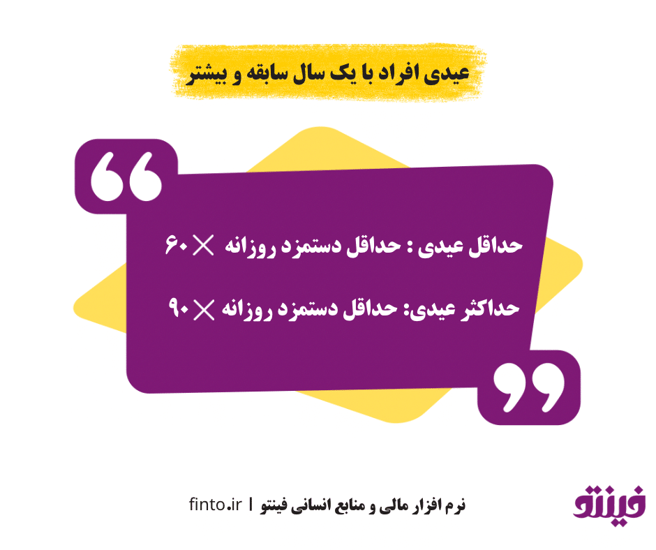 فرمول محاسبه عیدی